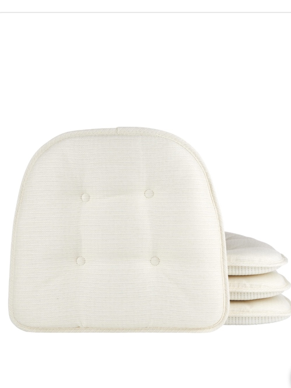 Solid Ivory Chair Cushions No-Slip 16x15x2” (4-Pack) Kitchen Office